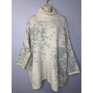 Look by M Soft Wool Blend Sweater Oversized Mock Neck Beige One Size New